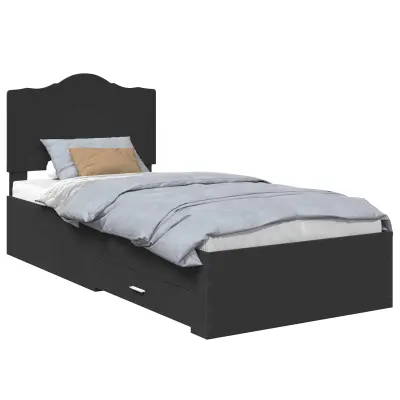 vidaXL Konstrukcija postelje Črna 75 x 190 cm Konstruiran les