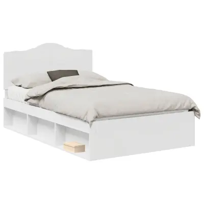 vidaXL Konstrukcija postelje Bela 120 x 200 cm Masivno borovo les