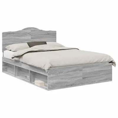 vidaXL Konstrukcija postelje z vzglavjem Siva Sonoma 140 x 190 cm