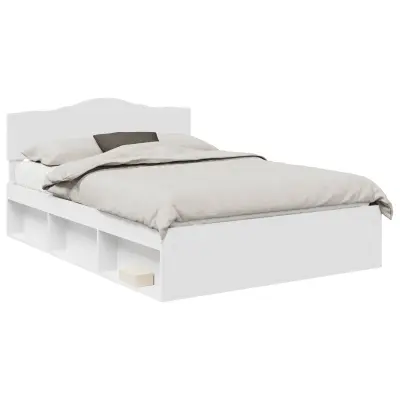 vidaXL Konstrukcija postelje Bela 160 x 200 cm Masivno borovo les
