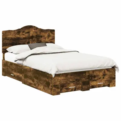 vidaXL Konstrukcija postelje z vzglavjem Dimljeni oreh 120 x 200 cm