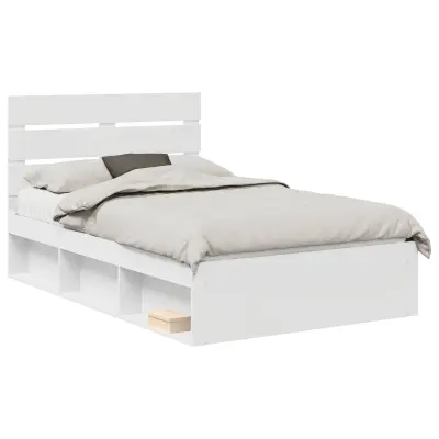 vidaXL Konstrukcija postelje Bela 120 x 190 cm Masivno borovo les