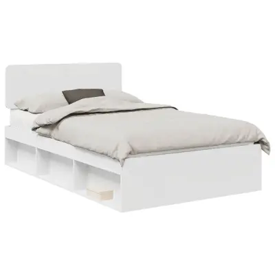 vidaXL Konstrukcija postelje Bela 120 x 190 cm Masivno borovo les