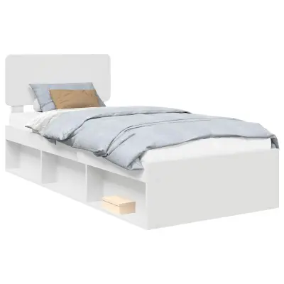 vidaXL Konstrukcija postelje Bela 90 x 190 cm Masivno borovo les