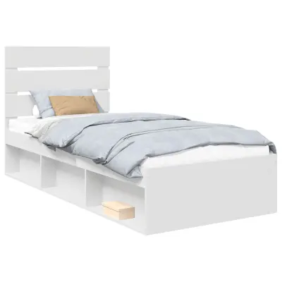 vidaXL Konstrukcija postelje Bela 90 x 190 cm Masivno borovo les