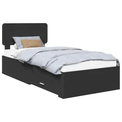vidaXL Konstrukcija postelje Črna 75 x 190 cm Konstruiran les