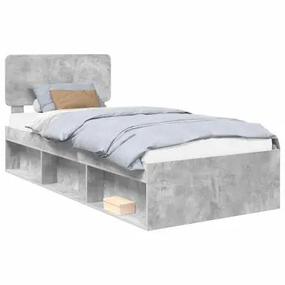 vidaXL Konstrukcija postelje z vzglavjem Betonsko siva 90 x 190 cm