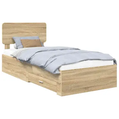 vidaXL Konstrukcija postelje Sonoma hrast 75 x 190 cm Konstruiran les