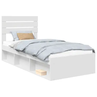vidaXL Konstrukcija postelje Bela 100 x 200 cm Masivno borovo les