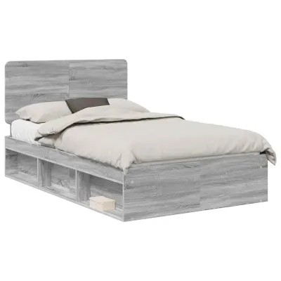 vidaXL Konstrukcija postelje z vzglavjem Siva Sonoma 120 x 200 cm