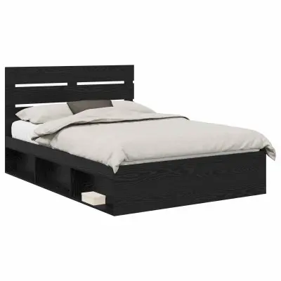vidaXL Konstrukcija postelje Črna 140 x 190 cm Masivno borovo les