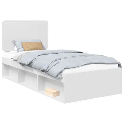 vidaXL Konstrukcija postelje Bela 90 x 200 cm Masivno borovo les