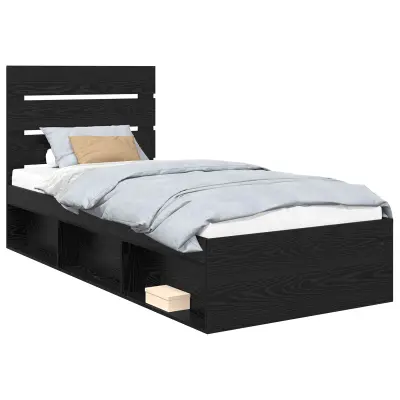 vidaXL Konstrukcija postelje Črna 90 x 200 cm Masivno borovo les