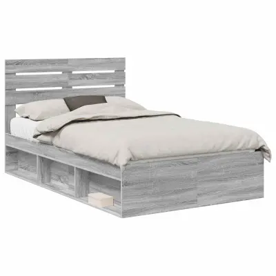 vidaXL Konstrukcija postelje z vzglavjem Siva Sonoma 120 x 190 cm