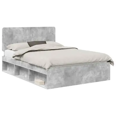 vidaXL Konstrukcija postelje Beton 140 x 190 cm Masivno borovo les