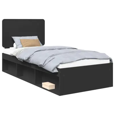 vidaXL Konstrukcija postelje Črna 90 x 190 cm Masivno borovo les