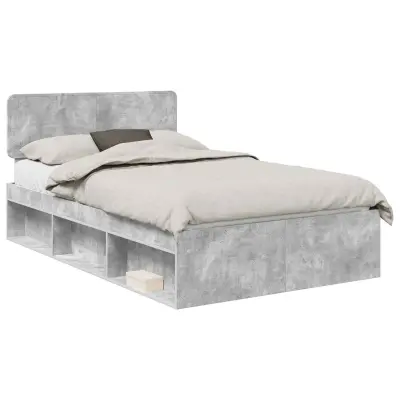 vidaXL Konstrukcija postelje z vzglavjem Betonsko siva 135 x 190 cm