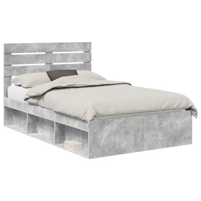 vidaXL Konstrukcija postelje Beton 120 x 200 cm Masivno borovo les