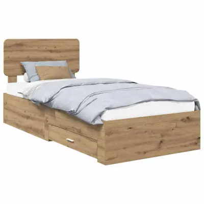 vidaXL Konstrukcija postelje Umetni hrast 90 x 190 cm Konstruiran les