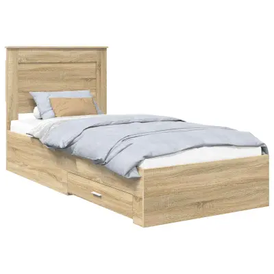 vidaXL Konstrukcija postelje Sonoma hrast in srebrna 75 x 190 cm