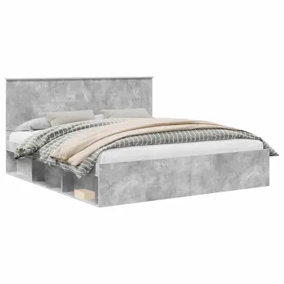 vidaXL Konstrukcija postelje Beton 180 x 200 cm Masivno borovo les