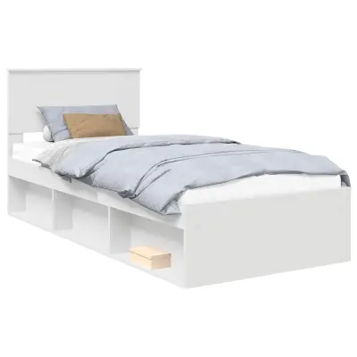 vidaXL Konstrukcija postelje Bela 90 x 190 cm Masivno borovo les
