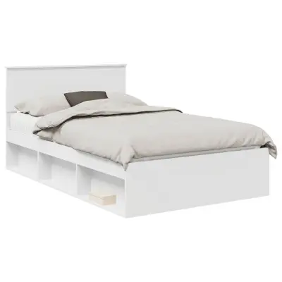 vidaXL Konstrukcija postelje Bela 120 x 190 cm Masivno borovo les