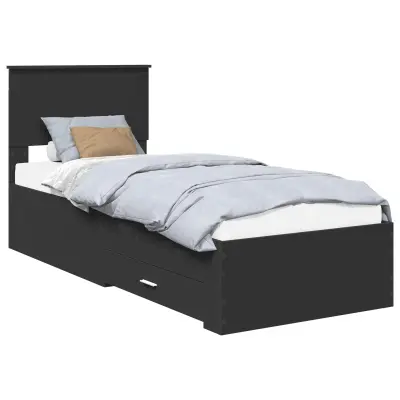 vidaXL Konstrukcija postelje z vzglavjem Črna in srebrna 75 x 190 cm