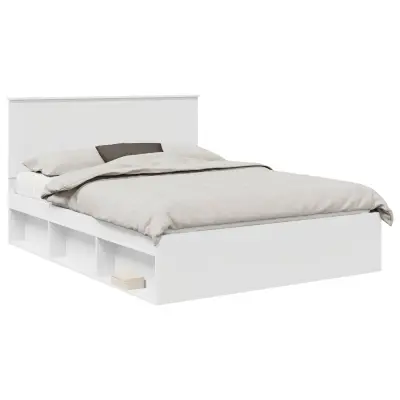 vidaXL Konstrukcija postelje Bela 150 x 200 cm Masivno borovo les