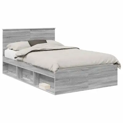 vidaXL Konstrukcija postelje z vzglavjem Siva Sonoma 120 x 190 cm