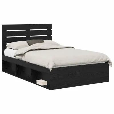 vidaXL Konstrukcija postelje Črna 135 x 190 cm Masivno borovo les