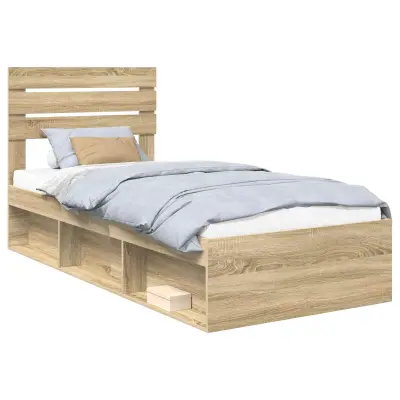 vidaXL Konstrukcija postelje Sonoma 90 x 190 cm Masivno borovo les
