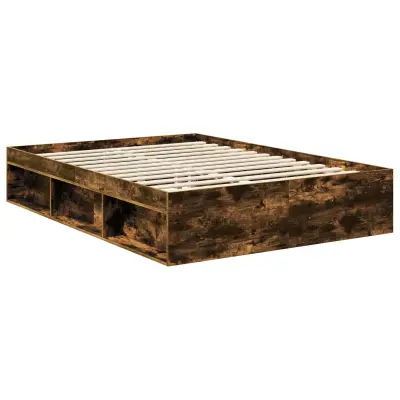 vidaXL Konstrukcija postelje z vzglavjem Dimljeni oreh 140 x 200 cm