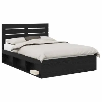 vidaXL Konstrukcija postelje Črna 150 x 200 cm Masivno borovo les