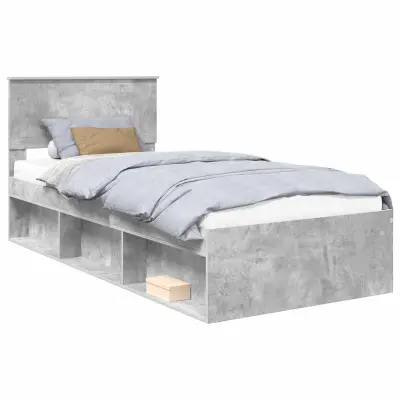 vidaXL Konstrukcija postelje z vzglavjem Betonsko siva 90 x 190 cm