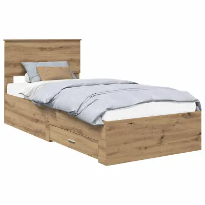 vidaXL Konstrukcija postelje Umetni hrast 90 x 190 cm Konstruiran les