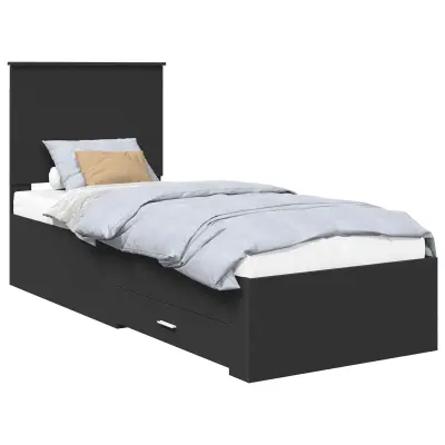 vidaXL Konstrukcija postelje z vzglavjem Črna in srebrna 75 x 190 cm