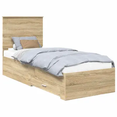 vidaXL Konstrukcija postelje Sonoma hrast in srebrna 75 x 190 cm