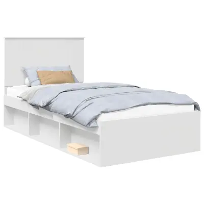 vidaXL Konstrukcija postelje Bela 100 x 200 cm Masivno borovo les