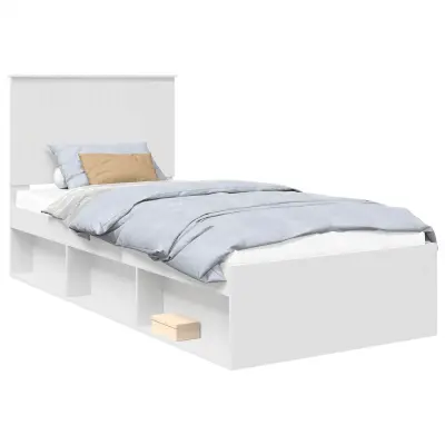 vidaXL Konstrukcija postelje Bela 90 x 190 cm Masivno borovo les