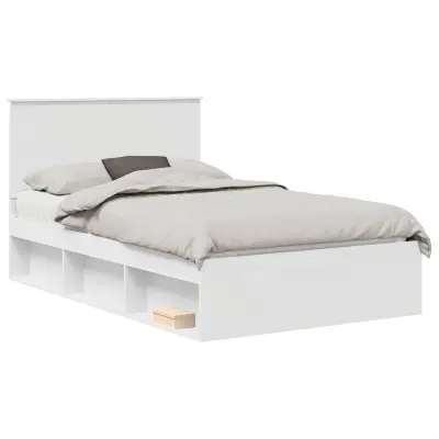 vidaXL Konstrukcija postelje Bela 120 x 200 cm Masivno borovo les
