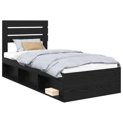 vidaXL Konstrukcija postelje Črna 90 x 200 cm Masivno borovo les