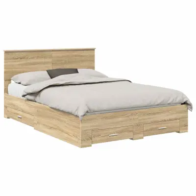 vidaXL Konstrukcija postelje Sonoma hrast 135 x 190 cm Konstruiran les