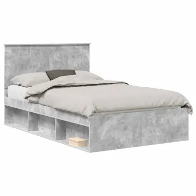 vidaXL Konstrukcija postelje Beton 120 x 200 cm Masivno borovo les
