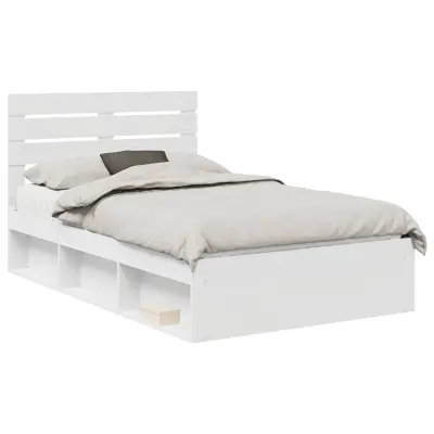 vidaXL Konstrukcija postelje Bela 120 x 190 cm Masivno borovo les