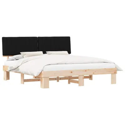 vidaXL Posteljni okvir z oblazinjenim vzglavjem Črna 180 x 200 cm