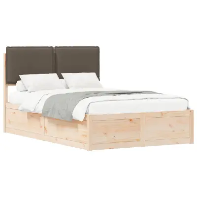 vidaXL Posteljni okvir z oblazinjenim vzglavjem Taupe 120 x 190 cm