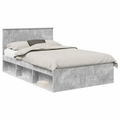vidaXL Konstrukcija postelje z vzglavjem Betonsko siva 135 x 190 cm