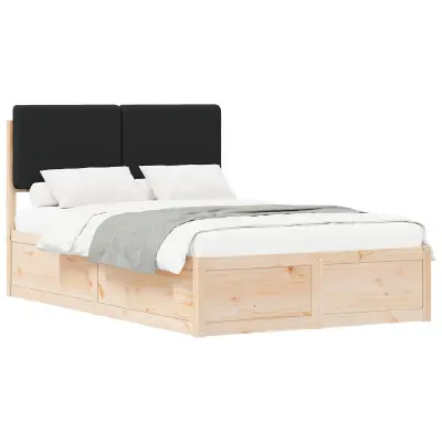 vidaXL Posteljni okvir z oblazinjenim vzglavjem Črna 120 x 190 cm