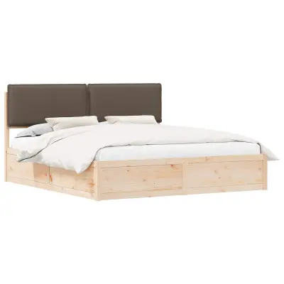 vidaXL Posteljni okvir z oblazinjenim vzglavjem Taupe 180 x 200 cm